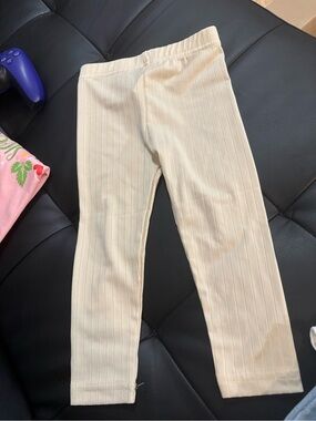 Kids Cream Ribbed Leggings 12-18ms